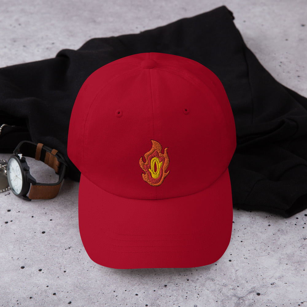 Adjustable Low-Profile Cap with Flame-Inspired Design