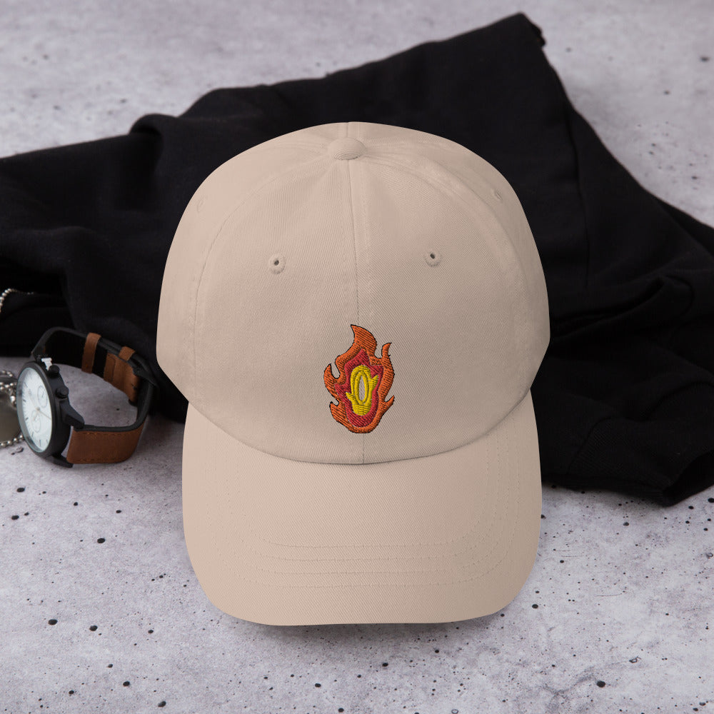 Adjustable Low-Profile Cap with Flame-Inspired Design